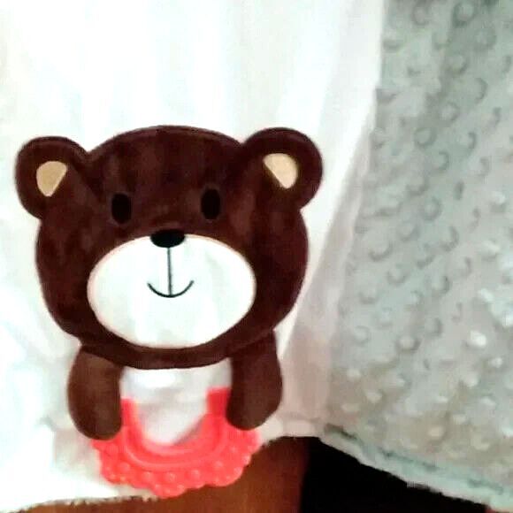Teddy Bear Embroidery Art Mar Baby Crib Blanket 39 x 30 Soft Bedding Mirror - Picture 2 of 8